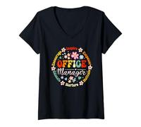 Donna Retro Office Manager Appreciation - Cute School Admin Staff Maglietta con Collo a V