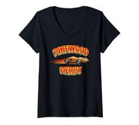 Donna Retro Pinewood Derby Cub Scouts Comic Style Maglietta con Collo a V