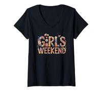 Donna Retro Ragazze Weekend Surf Vacanza Viaggio Salato Vacay Matching Maglietta con Collo a V