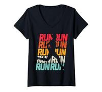 Donna Retro Run Runner Jogger Marathon Vintage for Boys Men Maglietta con Collo a V