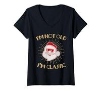 Donna Retro Santa Christmas Shirt - I'm Not Old I'm Classic Maglietta con Collo a V