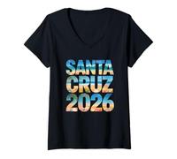 Donna Retro Santa Cruz 2026 Vacation Surfer Trip Tutte Le Ragazze Sorelle Maglietta con Collo a V