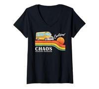 Donna Retro School Bus Driver Certified Chaos Transport Technician Maglietta con Collo a V