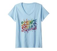 Donna Retro Science Squad Fisica Team Impara STEM Nerd Tech Lab Maglietta con Collo a V