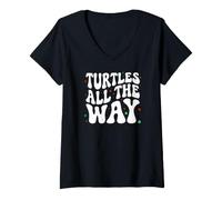 Donna Retro Sea Turtle Turtles all The Way Oceans Lover Maglietta con Collo a V