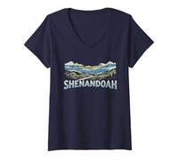 Donna Retro Shenandoah National Park Vintage Style Virginia Maglietta con Collo a V