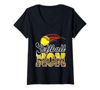Donna Retro Softball Mom Mama Softball Life Mother's Day Softball Maglietta con Collo a V
