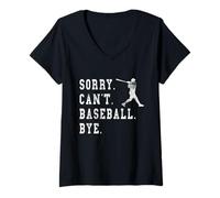 Donna Retro Sorry Can't Baseball Bye Citazione Baseball Batter Graphic Maglietta con Collo a V