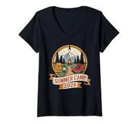 Donna Retro Summer Camp 2026, Souvenir del Leader Crew Host Maglietta con Collo a V