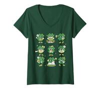 Donna Retro Teacher St Patrick Day Charm Irish Trifoglio Verde Maglietta con Collo a V