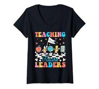 Donna Retro Teaching Future Leaders Back To School Man Women Maglietta con Collo a V