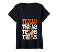 Donna Retro Texas Western Graphic Vintage Cool Style Maglietta con Collo a V