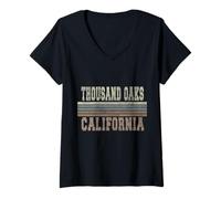 Donna retrò Thousand Oaks California Maglietta con Collo a V