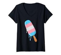 Donna Retro Trans Pride Ice Cream Transgender LGBTQ Estetica Maglietta con Collo a V
