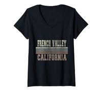 Donna Retro Valle Francese California Maglietta con Collo a V