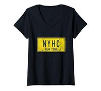 Donna Retro Vecchia Scuola New York Hardcore NYHC Punk Rock Musica NYC Maglietta con Collo a V