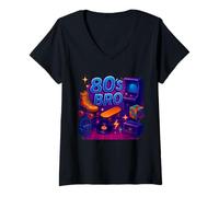 Donna Retro Vibes 80s Bro Cool Throwback Anni '80 Vibe Maglietta con Collo a V