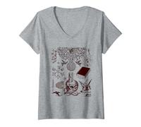 Donna Retro Victorian Line Art Aesthetic Cottagecore Academia Maglietta con Collo a V