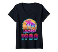Donna Retro Vintage 80s 1988 37 Years Old 37th Birthday Maglietta con Collo a V