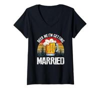 Donna Retro Vintage Beer Me I'm Getting Married Divertente Maglietta con Collo a V