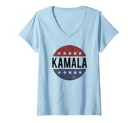 Donna Retro Vintage Campaign Democrat For President Kamala 2024 Maglietta con Collo a V