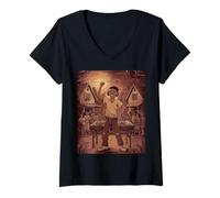 Donna Retro Vintage DJ - HipHop Music Bronx Party Tee Maglietta con Collo a V