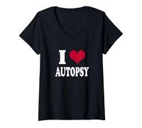 Donna Retro Vintage I Heart Autopsy Maglietta con Collo a V