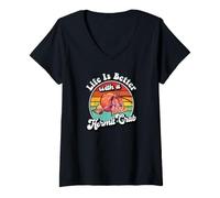 Donna Retro Vintage Kids Life Is Better with A Hermit Crab Lover Maglietta con Collo a V