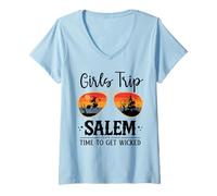 Donna Retro Witch Salem 1692, Girls Trip Salem Time To Get Wicked Maglietta con Collo a V
