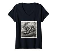 Donna Retro WW2 Pilota WWII Funny Pug World War Meme Memorabilia Maglietta con Collo a V