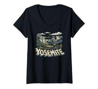 Donna Retro Yosemite National Park Vintage Style 80s Half Dome Maglietta con Collo a V