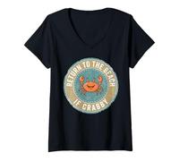 Donna Return To The Beach If Crabby Funny Crab Maglietta con Collo a V