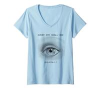 Donna Revelation 1:7 Rapture & Second Coming Every Eye Shall See Maglietta con Collo a V