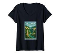 Donna Rheinschlucht Svizzera Grand Canyon Svizzera Vintage Grafica Maglietta con Collo a V