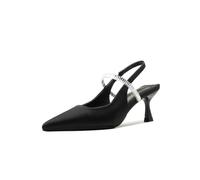 Donna Rhinestone Rear Hollow Sandals French Matching Pointed Toe Closed Mouth Court Party Shoes Elegant Classic Anti- scivolose Scarpe da Sposa Black 37