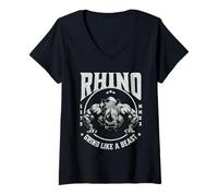 Donna Rhino Grind Like a Beast Pushup, Allenamento Motivazionale in Palestra Maglietta con Collo a V