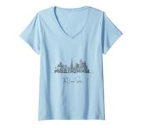 Donna Rhode Island Home Black Skyline Travel Art Souvenir Maglietta con Collo a V