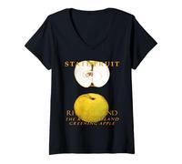 Donna Rhode Island Territory Fruit La mela verde del Rhode Island Maglietta con Collo a V