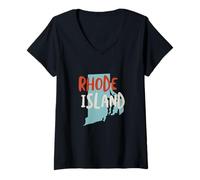Donna Rhode Island USA, RI Stato di Rhode Island Souvenir Maglietta con Collo a V