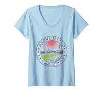 Donna Rhode Vintage Island State 1790 - Maglia Barche a vela Harbor Maglietta con Collo a V