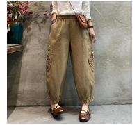 Donna Ricamato Bloomers Ritagliata Pantaloni Pizzo Patchwork Retrò Casual