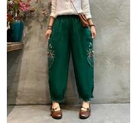 Donna Ricamato Bloomers Ritagliata Pantaloni Pizzo Patchwork Retrò Casual