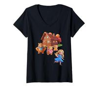 Donna Riccioli d'oro e i Tre orsi Costume per Donne, Uomini, Bambini Maglietta con Collo a V