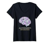 Donna Ricerca neurologica sulla demenza per Il sostenitore della consapevolezza dell'Alzheimer Maglietta con Collo a V