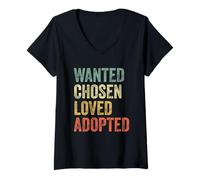 Donna Ricercato Scelto Amato adottato Gotcha Day Adozione Consapevolezza Maglietta con Collo a V