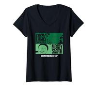 Donna Rick And Morty C137 Manga Maglietta con Collo a V