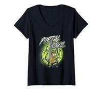 Donna Rick And Morty The Portal Boyz Maglietta con Collo a V, Nero, XL