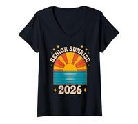 Donna Ricordi Estivi della Celebrazione Boho di Senior Sunrise 2026 Maglietta con Collo a V