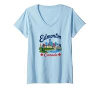 Donna Ricordo del Canada/Edmonton Maglietta con Collo a V