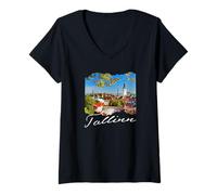 Donna Ricordo di Tallinn Estonia/Tallinn Maglietta con Collo a V